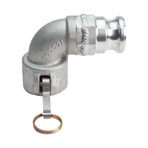 Aluminum 1 1/2" Female Camlock x 1 1/2" Male Camlock 90 Degree Elbow (USA)