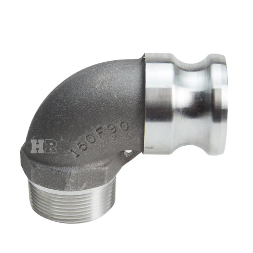 Aluminum 1 1/2" Male Camlock x 1 1/2" Male NPT 90 Degree Elbow (USA)