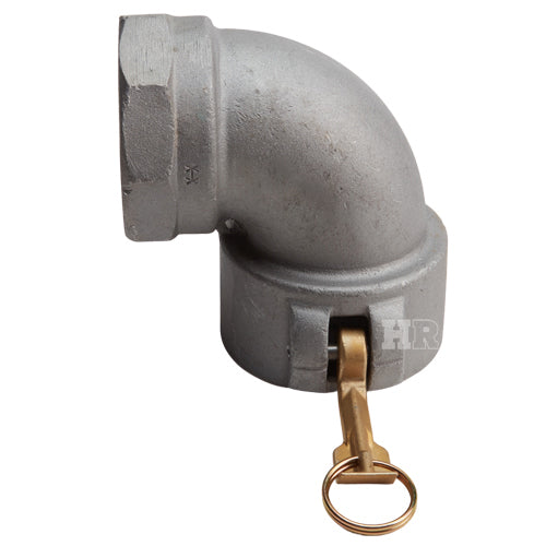 Aluminum 4" Female Camlock x 4" Female NPT 90 Degree Elbow (USA)
