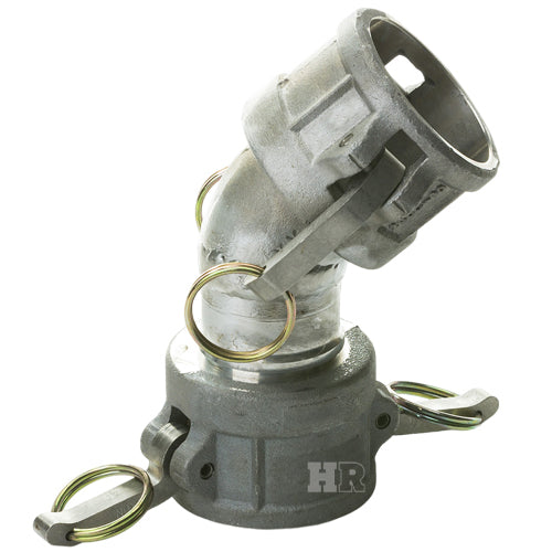 Aluminum 6" Female Camlock x 6" Female Camlock 45 Degree Elbow (USA)