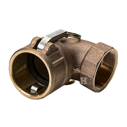 Brass 1 1/2" Female Camlock x 1 1/2" Female NPT 90 Degree Elbow (USA)