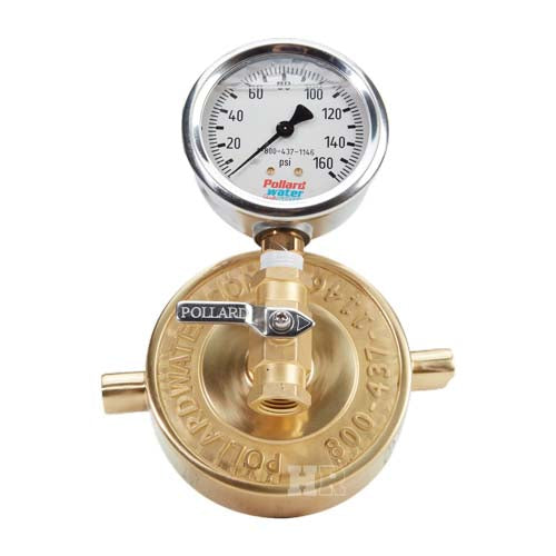 Brass 2 1/2" NH Pin Lug Cap Gauge With Bleeder Valve