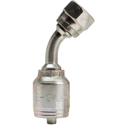 1/4" Female British Standard Parallel Pipe Cone Seat Swivel 45˚ Elbow Hydraulic Fitting