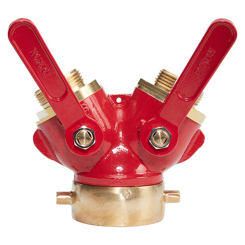 Brass Red 2 1/2" NH Inlet x (2) 1 1/2" NH Outlet