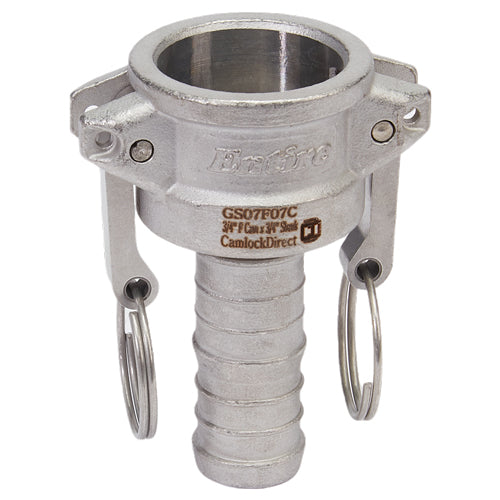 Stainless Steel 3/4" Female Camlock to Hose Shank