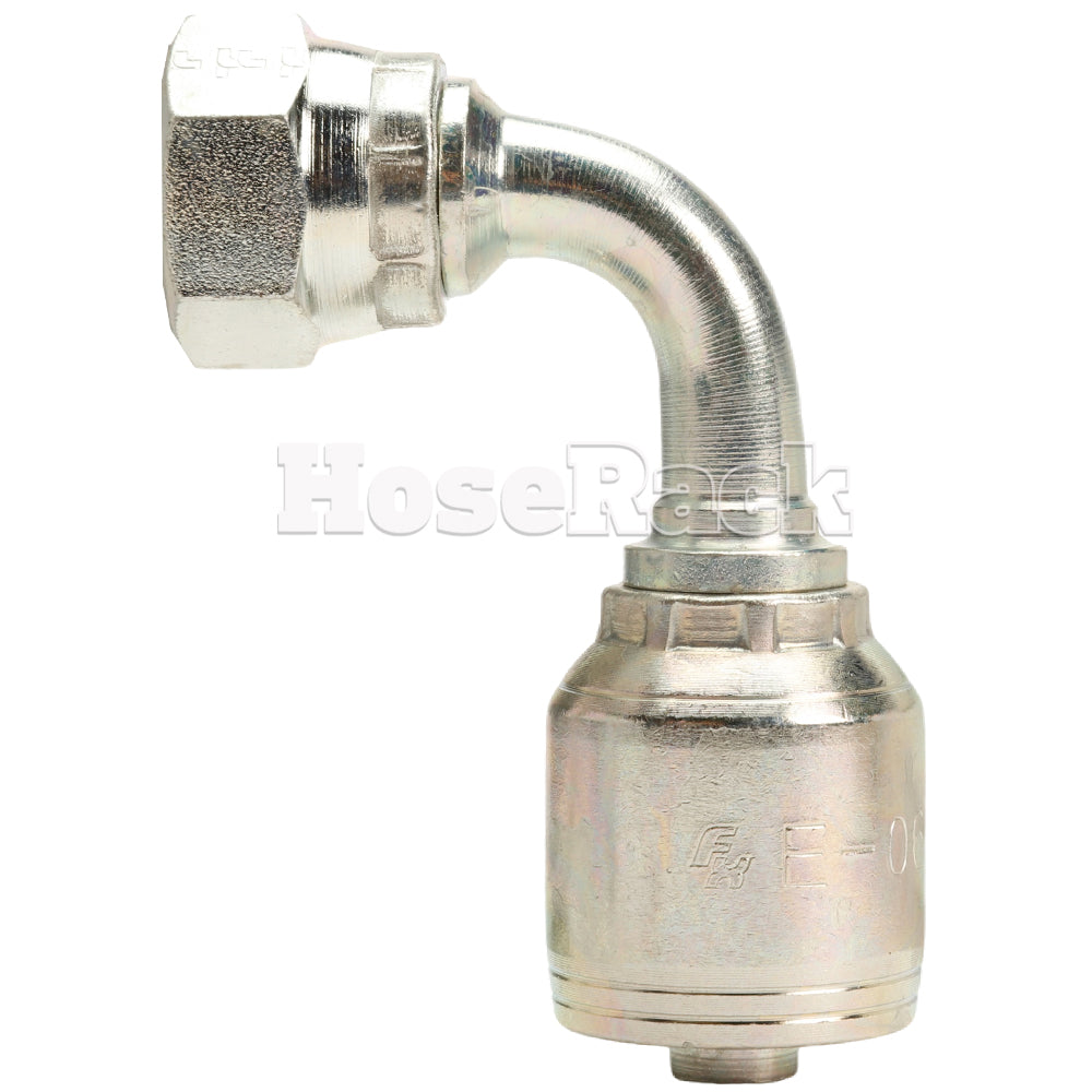 3/8" Female British Standard Parallel Pipe Cone Seat Swivel 90˚ Elbow Hydraulic Fitting