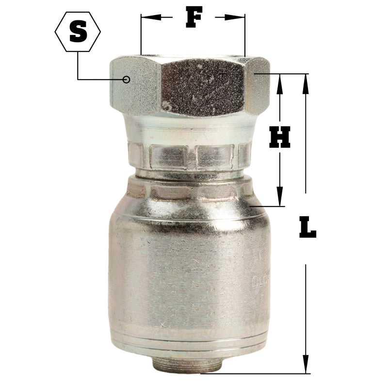 3/8" Female British Standard Parallel Pipe Cone Seat Swivel Hydraulic Fitting