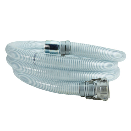 White - Clear 4" x 20' Camlock / Threaded Suction Hose