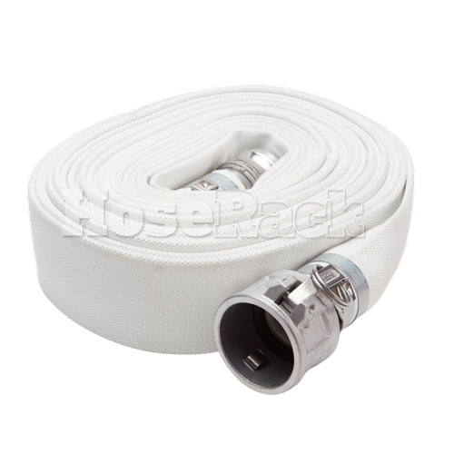 White 1 1/2" x 25' Camlock Single Jacket Mill Hose