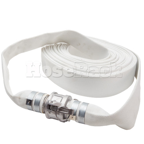 White 1 1/2" x 25' Camlock Single Jacket Mill Hose