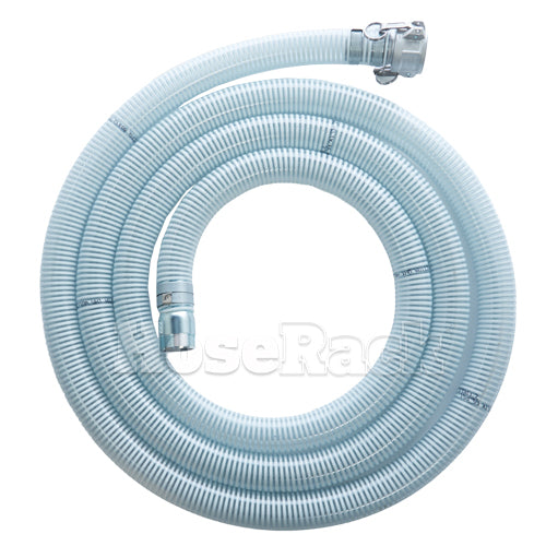 White - Clear 6" x 20' Camlock / Threaded Suction Hose