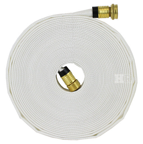 White 3/4" x 50' Forestry Hose (Brass Garden Hose Couplings) - USA