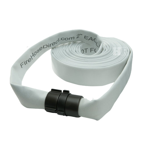 White 2" x 50' Single Jacket Mill Hose (Alum NPSH Couplings)