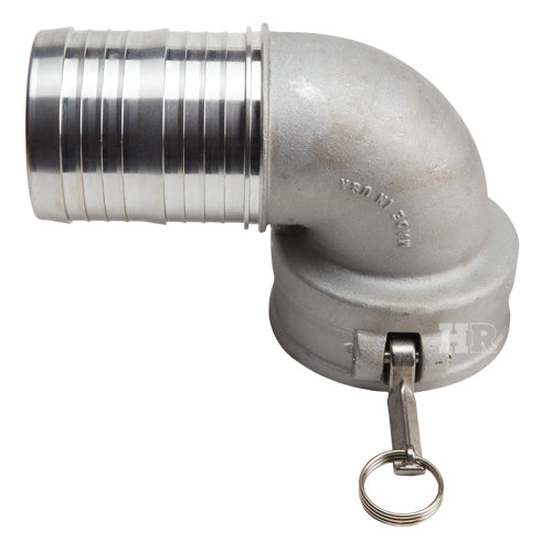 Aluminum 6" Female Camlock x Hose Shank 90 Degree Elbow (USA)