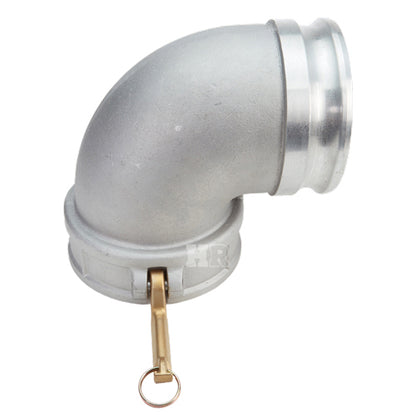 Aluminum 6" Female Camlock x 6" Male Camlock 90 Degree Elbow (USA)
