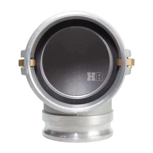 Aluminum 6" Female Camlock x 6" Male Camlock 90 Degree Elbow (USA)