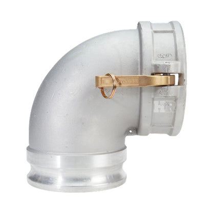 Aluminum 6" Female Camlock x 6" Male Camlock 90 Degree Elbow (USA)