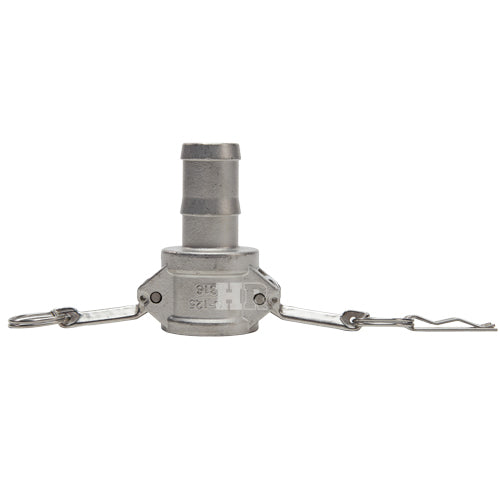 Stainless Steel 1 1/4" Female Camlock to Hose Shank (USA)