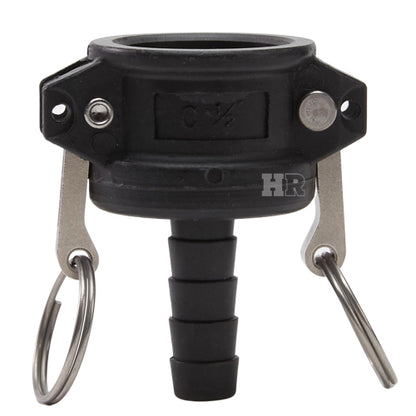 Plastic 3/4" Female Camlock to 1/2" Hose Shank