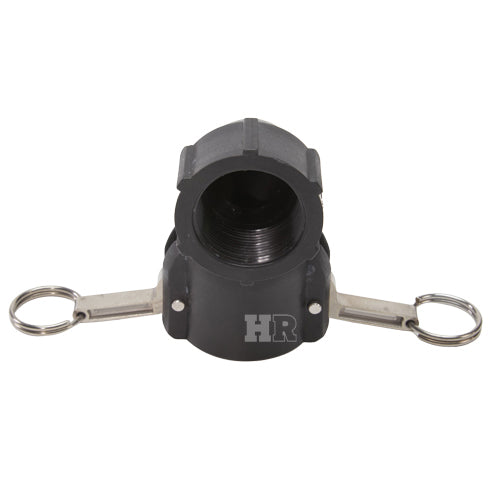 Plastic 1 1/2" Female Camlock x 1 1/2" Female NPT 90 Degree Elbow