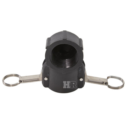 Plastic 1 1/2" Female Camlock x 1 1/2" Female NPT 90 Degree Elbow