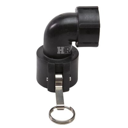 Plastic 1 1/2" Female Camlock x 1 1/2" Female NPT 90 Degree Elbow