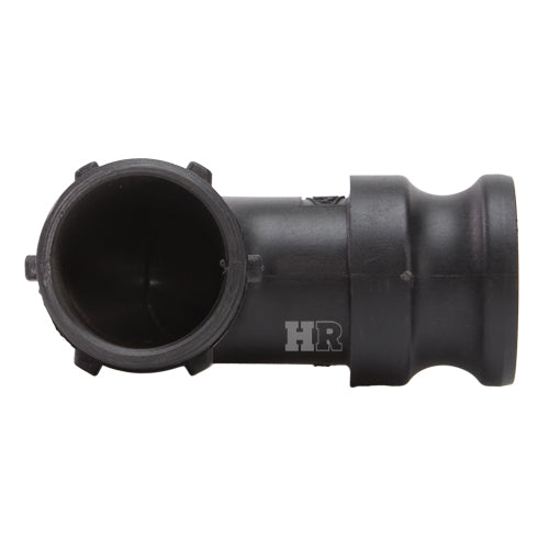 Plastic 1 1/2" Male Camlock x 1 1/2" Male NPT 90 Degree Elbow