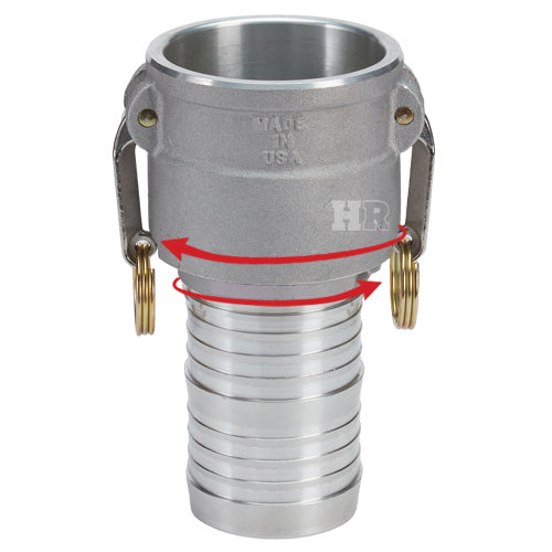 Aluminum 4" Swivel Female Camlock to Hose Shank (USA)