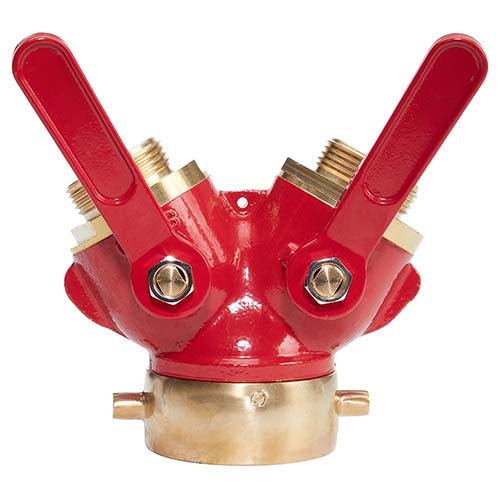 Brass Red 2 1/2" NH Inlet x (2) 1 1/2" NH Outlet