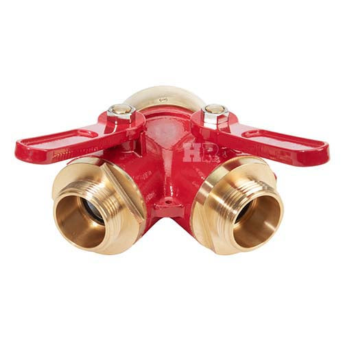 Brass Red 2 1/2" NH Inlet x (2) 1 1/2" NH Outlet