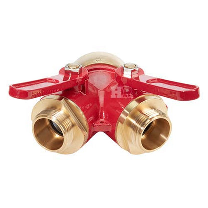 Brass Red 2 1/2" NH Inlet x (2) 1 1/2" NH Outlet