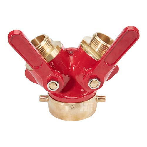Brass Red 2 1/2" NH Inlet x (2) 1 1/2" NH Outlet