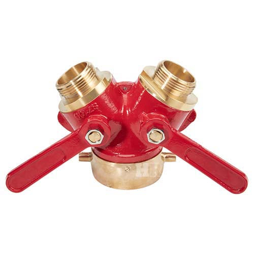 Brass Red 2 1/2" NH Inlet x (2) 1 1/2" NH Outlet