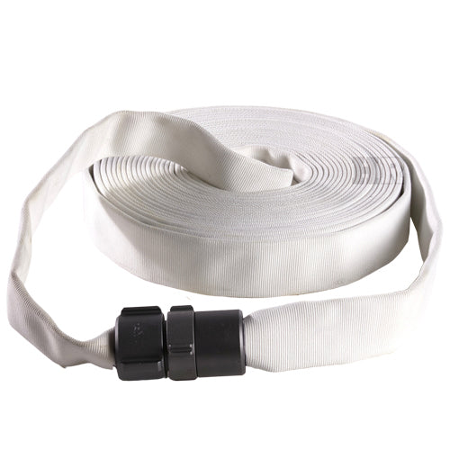White 1" x 100' Single Jacket Hose (Alum NPSH Couplings)