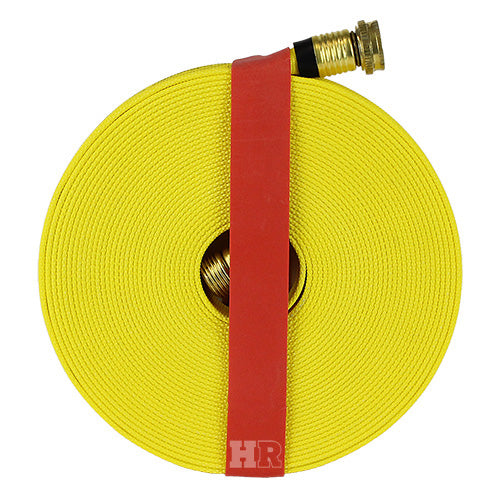Yellow 5/8" x 50' Forestry Hose (Brass Garden Hose Couplings) with Rubber Band