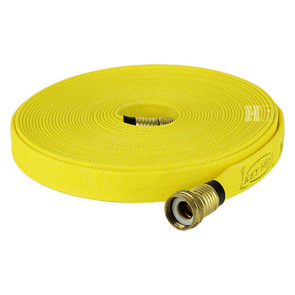 Yellow 5/8" x 50' Forestry Hose (Brass Garden Hose Couplings) with Rubber Band