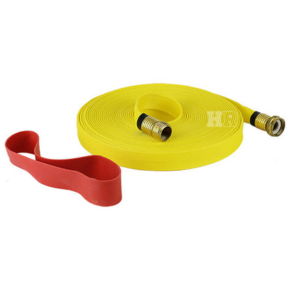 Yellow 5/8" x 50' Forestry Hose (Brass Garden Hose Couplings) with Rubber Band