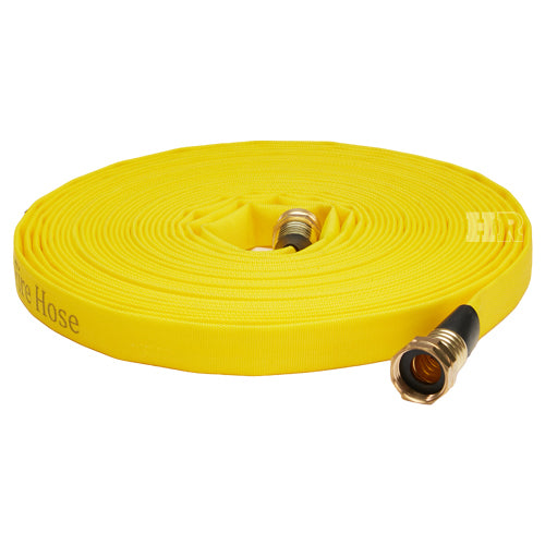 Yellow 3/4" x 50' Forestry Hose (Brass Garden Hose Couplings) - Import with Band