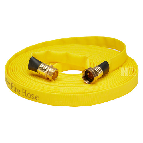 Yellow 3/4" x 50' Forestry Hose (Brass Garden Hose Couplings) - Import with Band