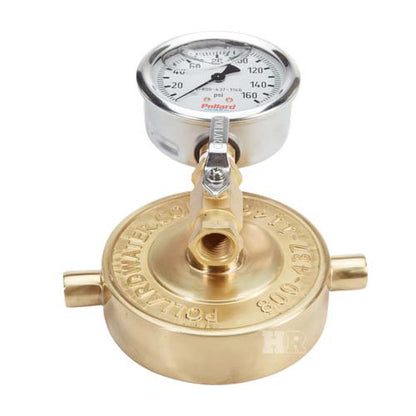 Brass 2 1/2" NH Pin Lug Cap Gauge With Bleeder Valve