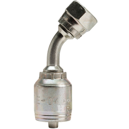 1/4" Female British Standard Parallel Pipe Cone Seat Swivel 45˚ Elbow Hydraulic Fitting