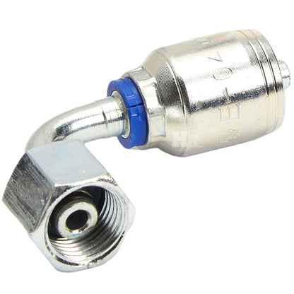 M16 X 1.5 Female Swivel 24˚ Cone (Heavy S8) with O-Ring 90˚ Elbow Hydraulic Fitting