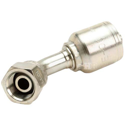 3/8" Female British Standard Parallel Pipe Cone Seat Swivel 45˚ Elbow Hydraulic Fitting