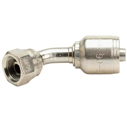 3/8" Female British Standard Parallel Pipe Cone Seat Swivel 45˚ Elbow Hydraulic Fitting