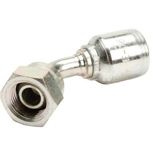 1/2" Female British Standard Parallel Pipe Cone Seat Swivel 45˚ Elbow Hydraulic Fitting