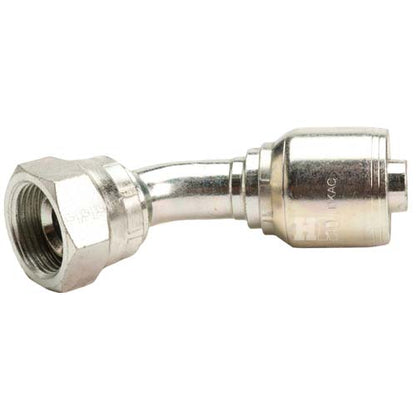 3/4" Female British Standard Parallel Pipe Cone Seat Swivel 45˚ Elbow Hydraulic Fitting