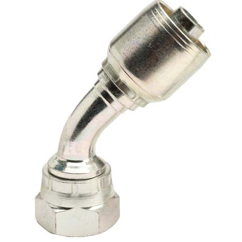 3/4" Female British Standard Parallel Pipe Cone Seat Swivel 45˚ Elbow Hydraulic Fitting