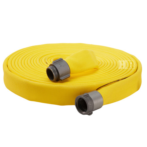 Yellow 1 1/2" x 50' Double Jacket Fire Hose (Alum NH Couplings)