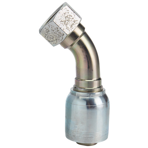 1 1/4" Female British Standard Parallel Pipe O-Ring Swivel 45° Elbow Hydraulic Fitting