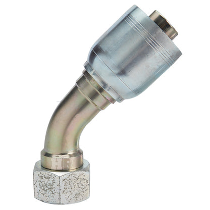 1 1/4" Female British Standard Parallel Pipe O-Ring Swivel 45° Elbow Hydraulic Fitting